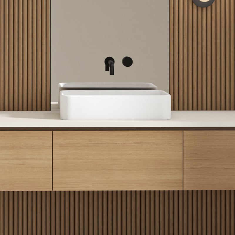 Kanso 500mm Matte White Rectangular Above Counter Basin