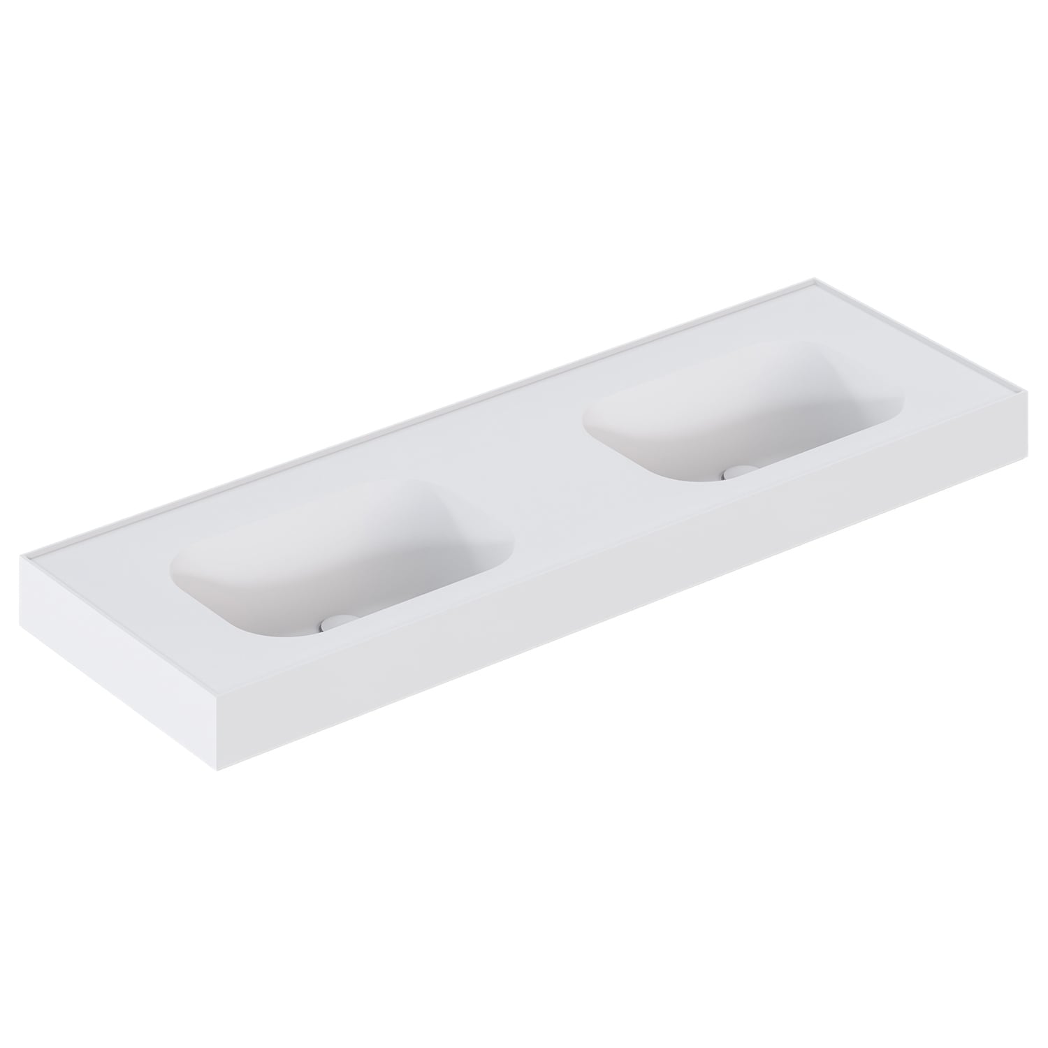 Mia 1500mm Matte White Wall Hung Double Basin with Overflow