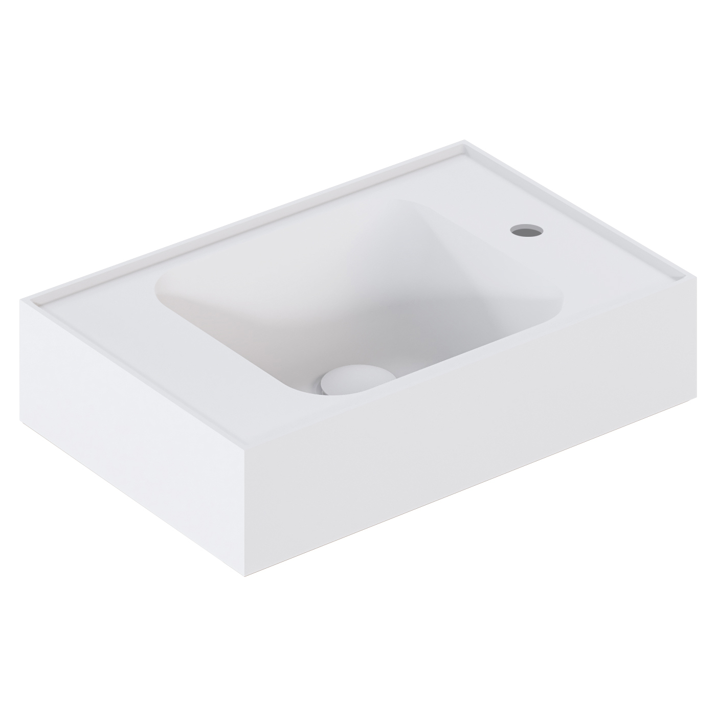 Mia 470mm Matte White Wall Hung Basin with Overflow