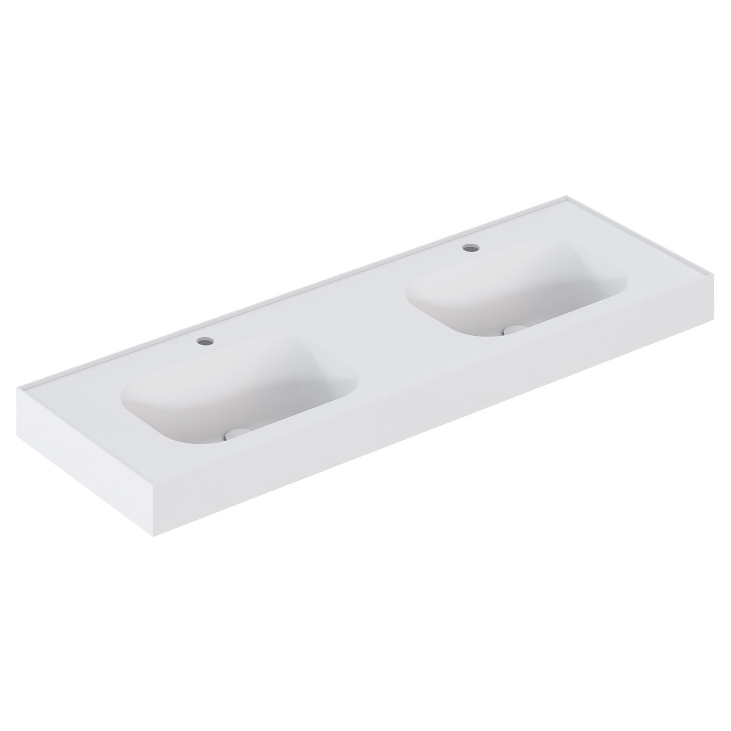 Mia 1500mm Matte White Wall Hung Double Basin with Overflow