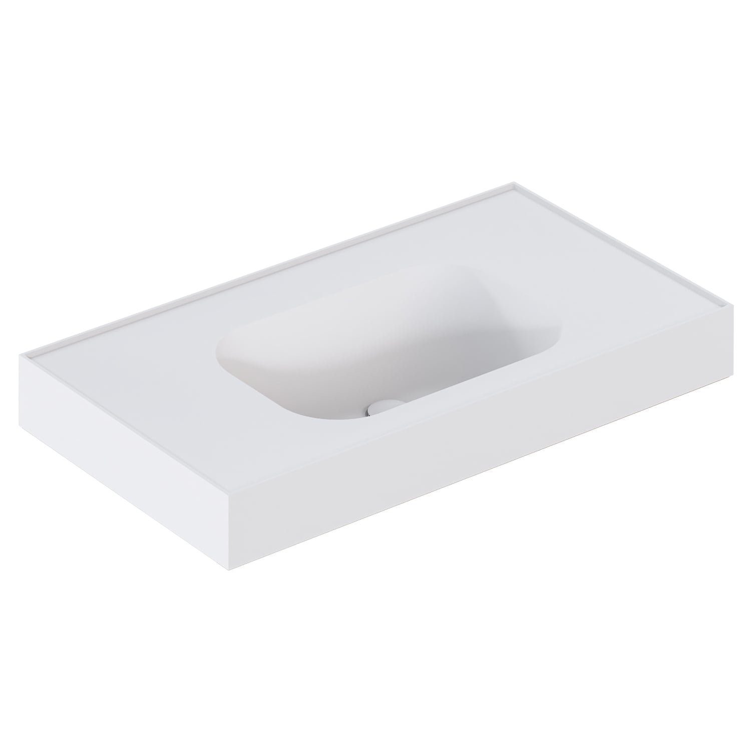 Mia 900mm Matte White Wall Hung Basin with Overflow
