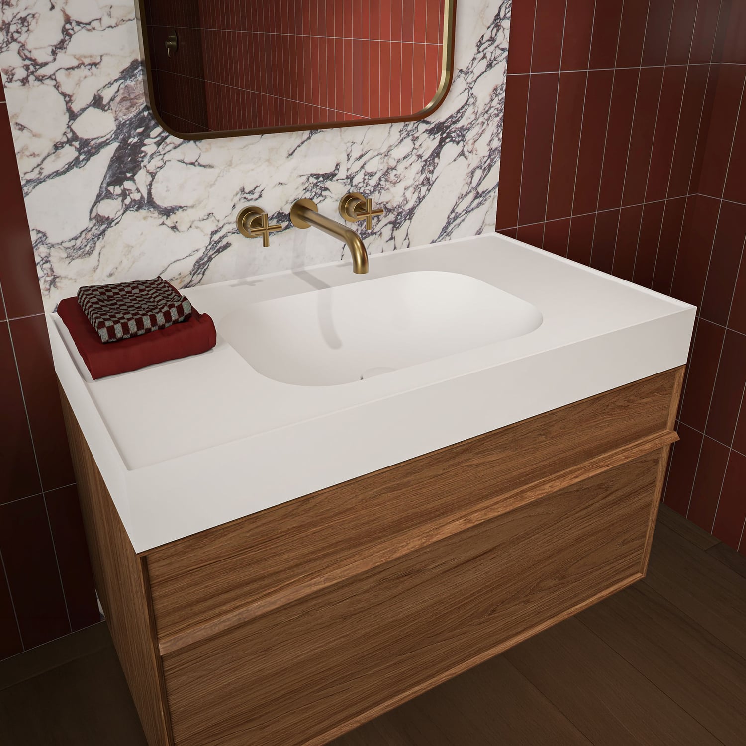 Mia 900mm Matte White Wall Hung Basin with Overflow