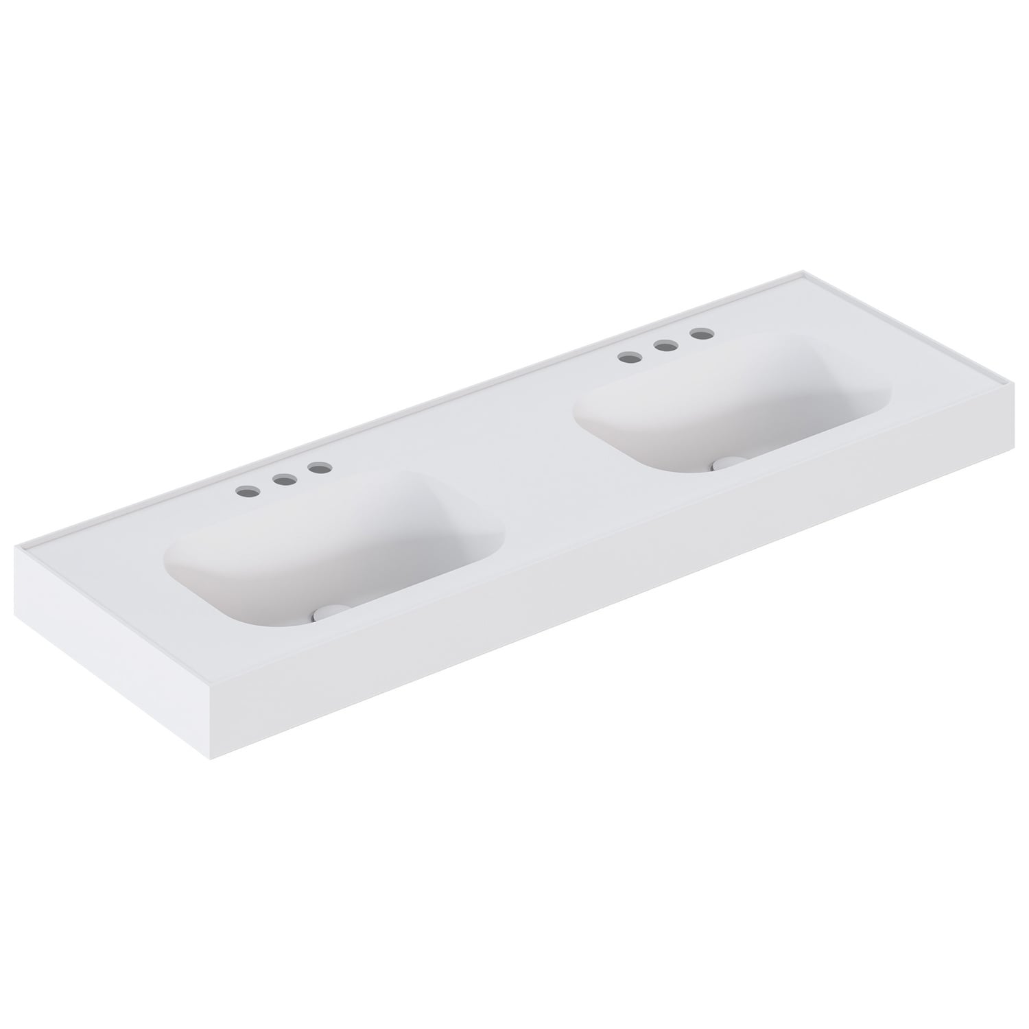 Mia 1500mm Matte White Wall Hung Double Basin with Overflow