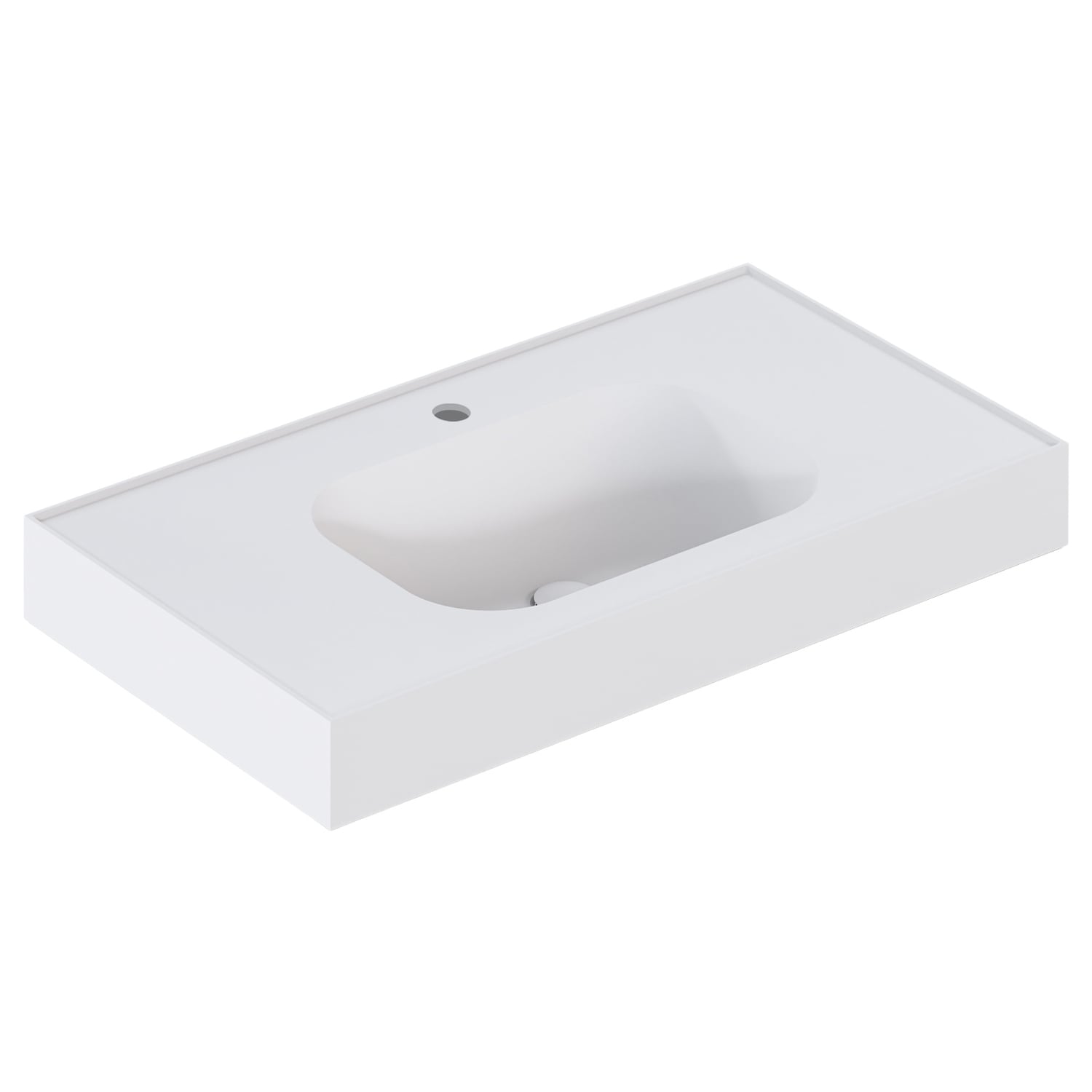 Mia 900mm Matte White Wall Hung Basin with Overflow