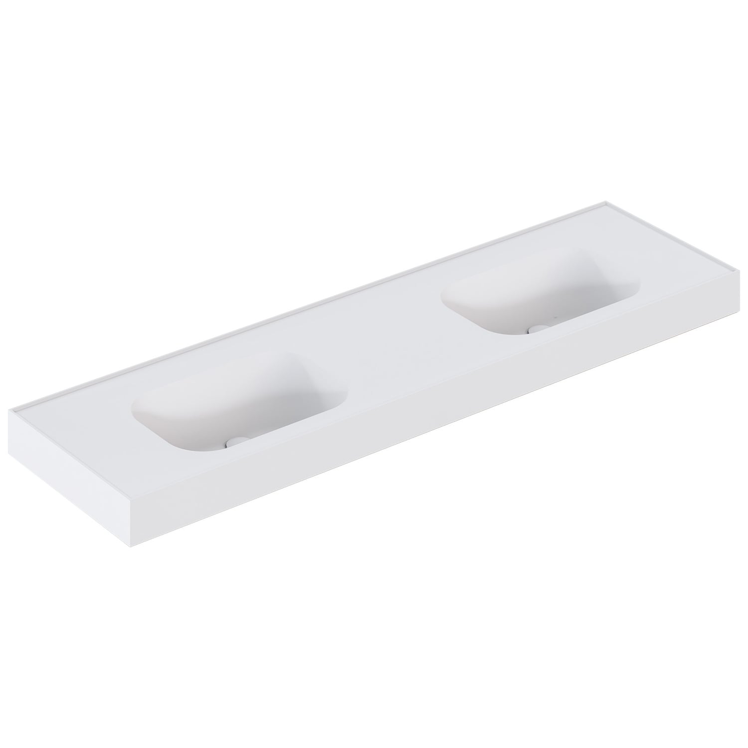 Mia 1800mm Matte White Wall Hung Double Basin with Overflow