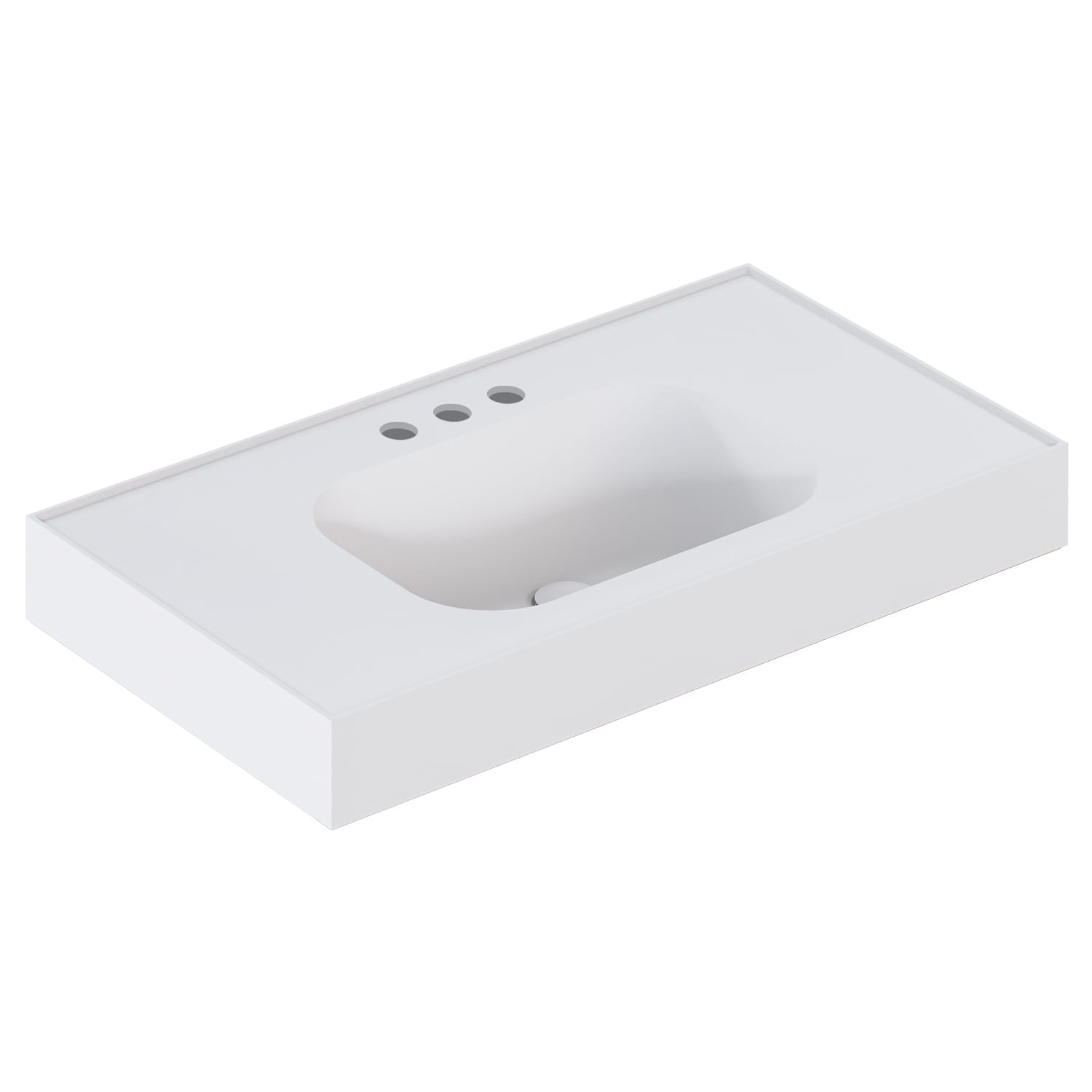 Mia 900mm Matte White Wall Hung Basin with Overflow