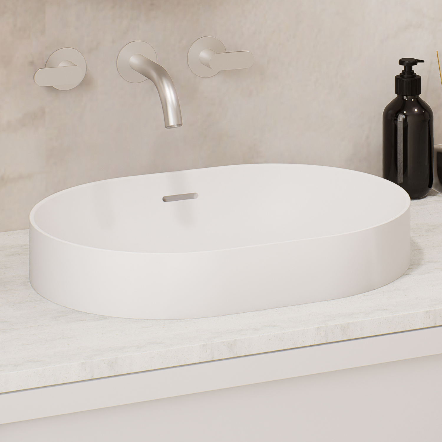 Mono 475mm Oval Semi-Inset Basin with Overflow