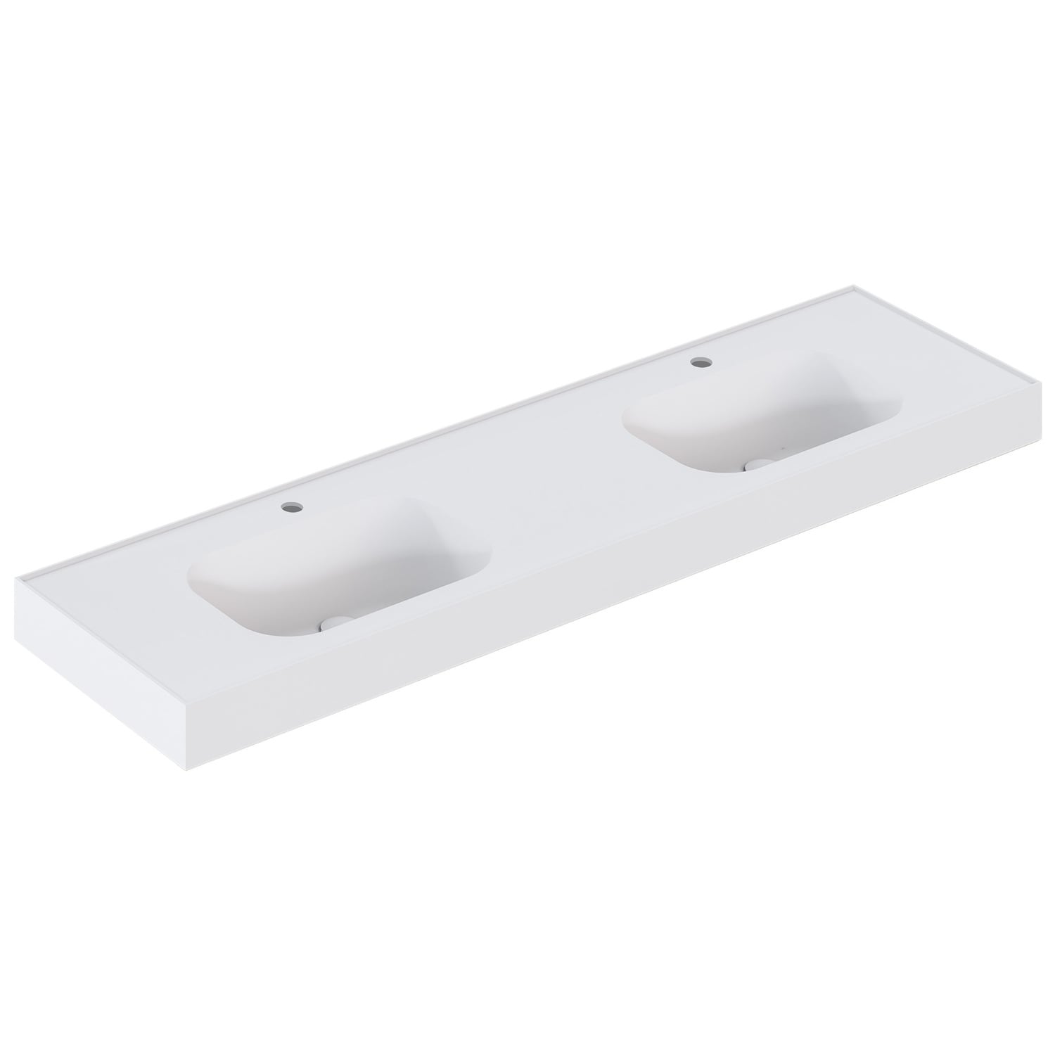 Mia 1800mm Matte White Wall Hung Double Basin with Overflow