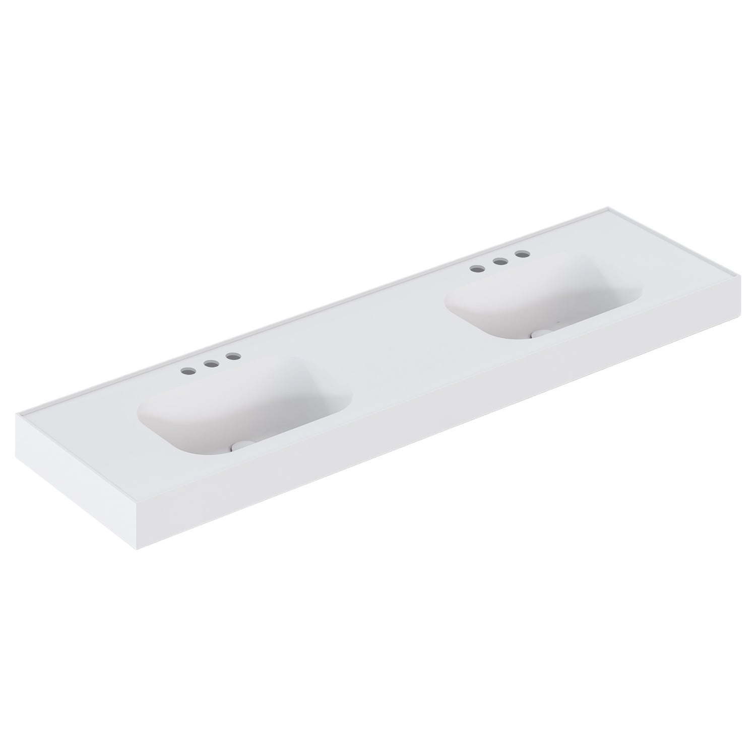 Mia 1800mm Matte White Wall Hung Double Basin with Overflow