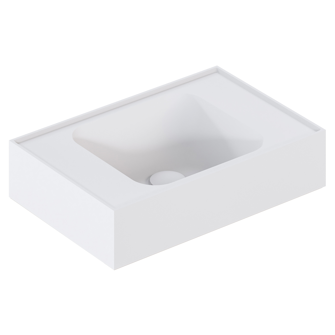 Mia 470mm Matte White Wall Hung Basin with Overflow