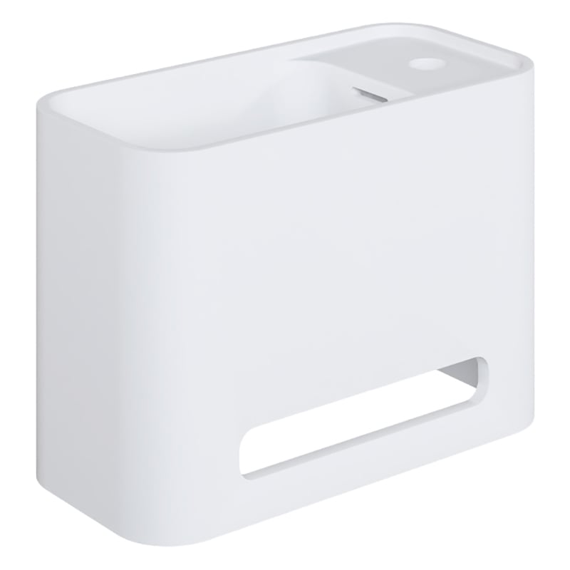 Mod 420mm Matte White Wall Hung Basin with Overflow & Hand Towel Rail