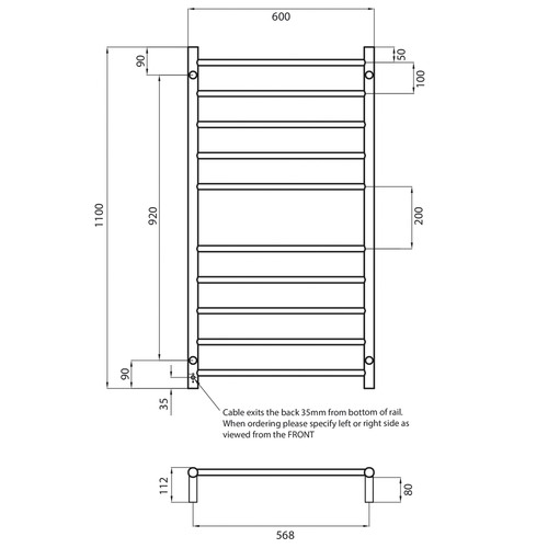 110cm Round Heated Towel Rail