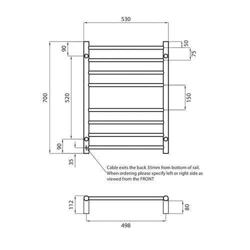 70cm Round Heated Towel Rail