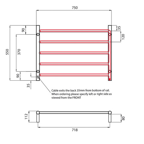 55cm Low Voltage Round Heated Towel Rail