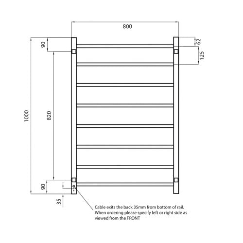 100cm Square Heated Towel Rail