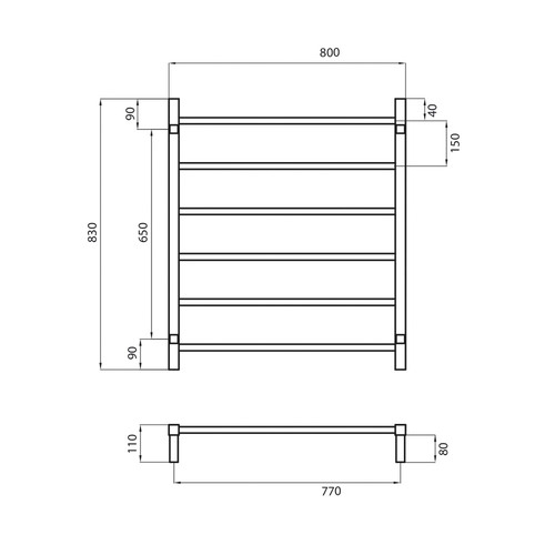 80cm Square Towel Rail