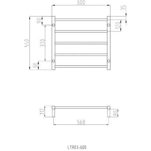 Mirror Polished 60cm Round Towel Rail