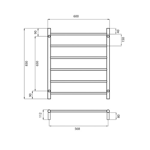 60cm Round Towel Rail