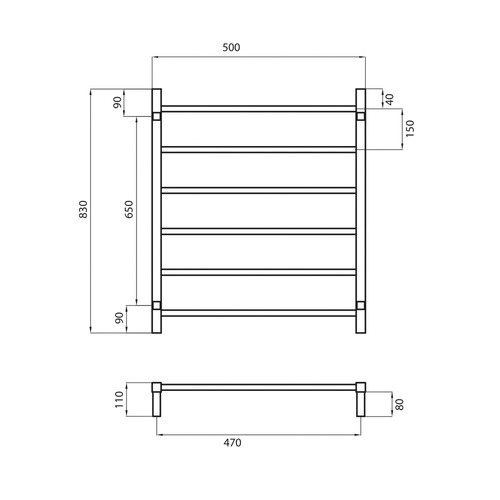 50cm Square Towel Rail