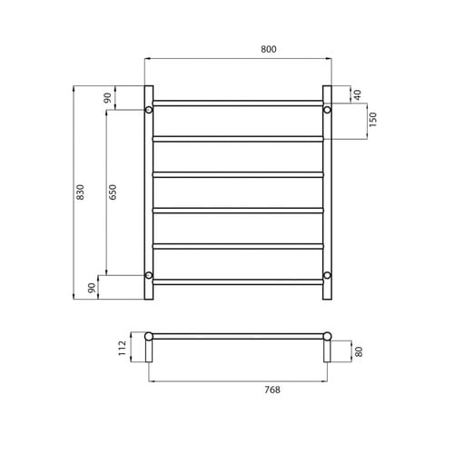 80cm Round Towel Rail