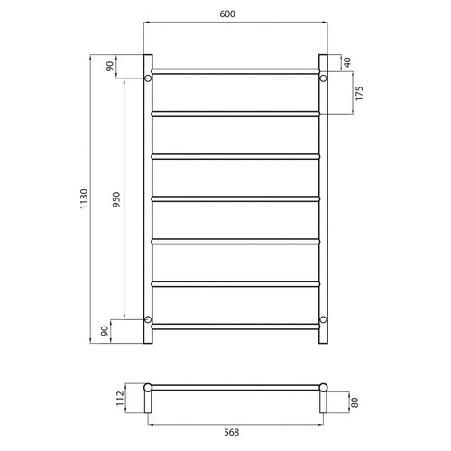 Mirror Polished 0cm Round Towel Rail