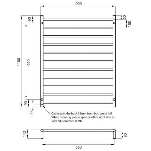 90cm Round Heated Towel Rail