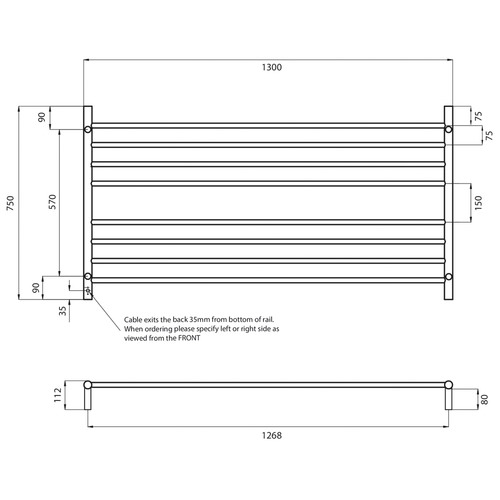 130cm Round Heated Towel Rail