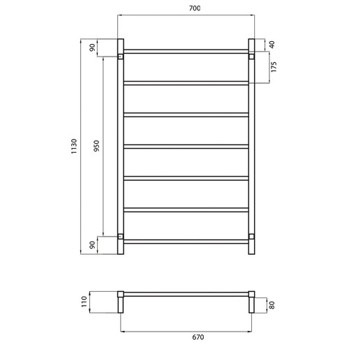 7 Bars Square Towel Rail