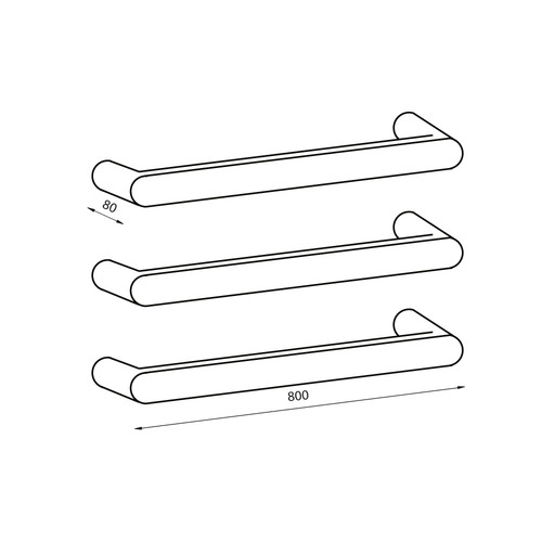 80cm Flat-Faced Single Bar Heated Towel Rail