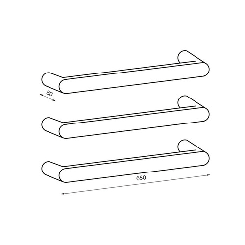 65cm Flat Faced Single Bar Towel Rail