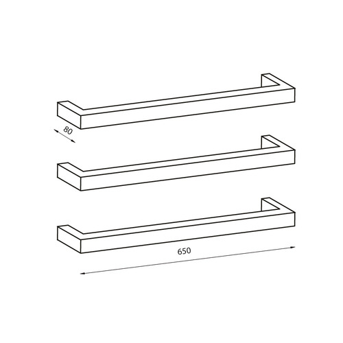 65cm Square Single Bar Towel Rail