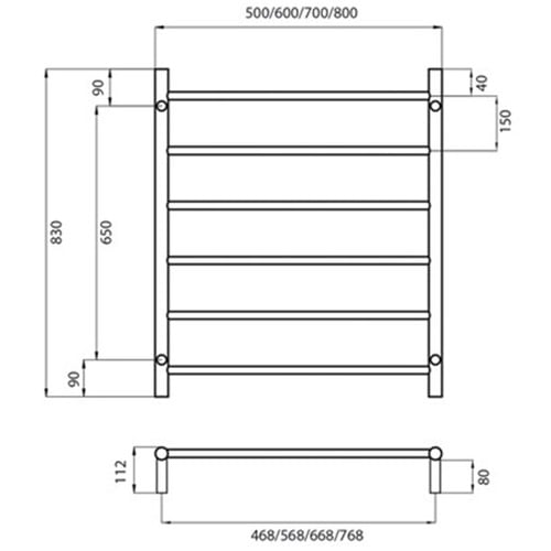 Light Gold 6 Bar Stainless Steel Towel Rail