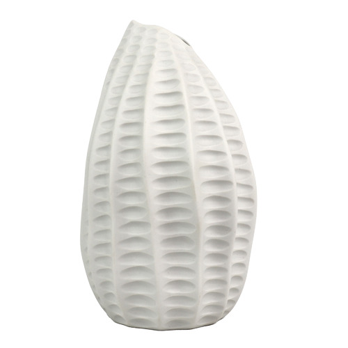 21cm White Rippled Pod Oceania Vase