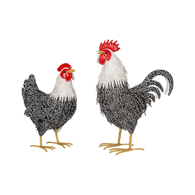 2 Piece Sanders Rooster & Hen Garden Statue Set