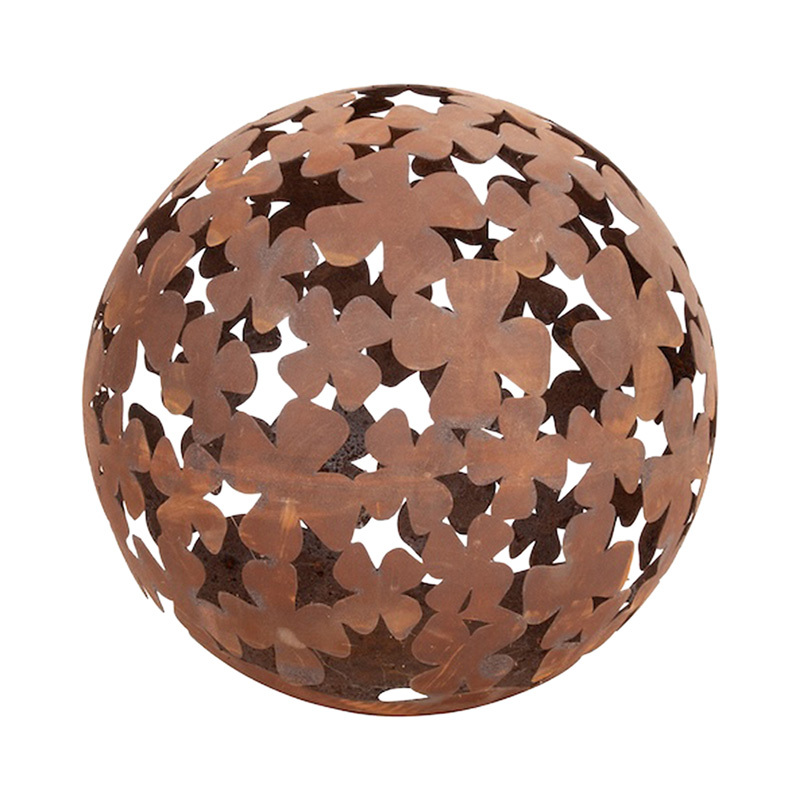 Flaura Flower Corten Ball Garden Ornament