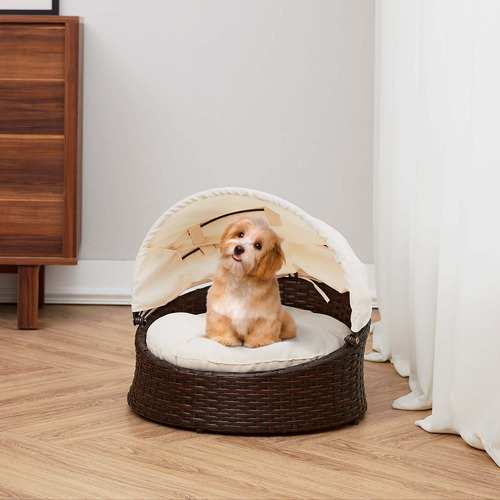 Clotho Wicker Outdoor Pet Daybed with Cushion | Temple & Webster