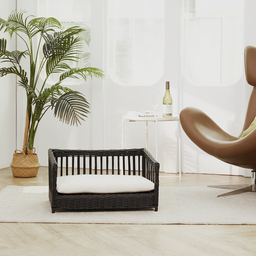 TeamsonPets Espresso Clotho Wicker Outdoor Pet Bed Temple & ster