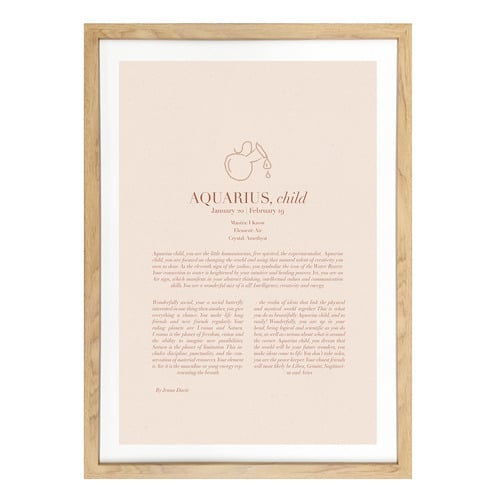 Blush Aquarius Child Framed Printed Wall Art