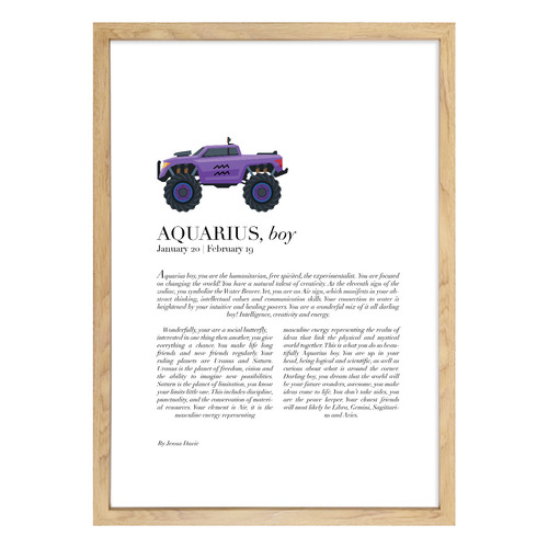 Aquarius Child, Monster Truck Framed Printed Wall Art