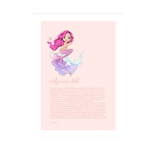 Aquarius Child Mermaid Framed Printed Wall Art