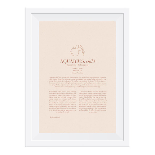 Blush Aquarius Child Framed Printed Wall Art