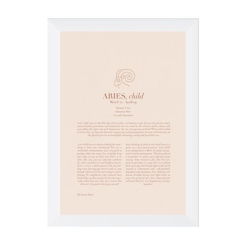 Blush Aries Child Framed Printed Wall Art
