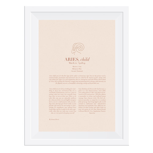 Blush Aries Child Framed Printed Wall Art