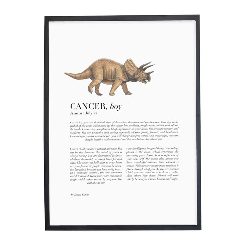 Cancer Child Dino Triceratops Framed Printed Wall Art