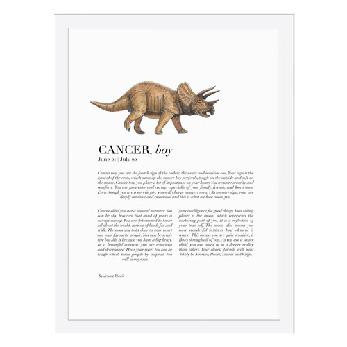 Cancer Child Dino Triceratops Framed Printed Wall Art