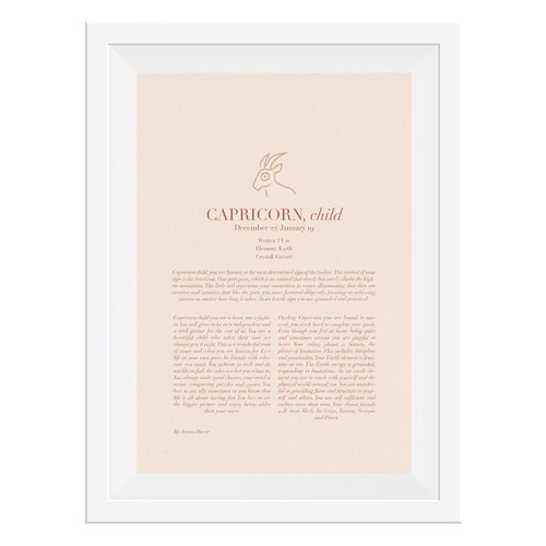 Blush Capricorn Child Framed Printed Wall Art