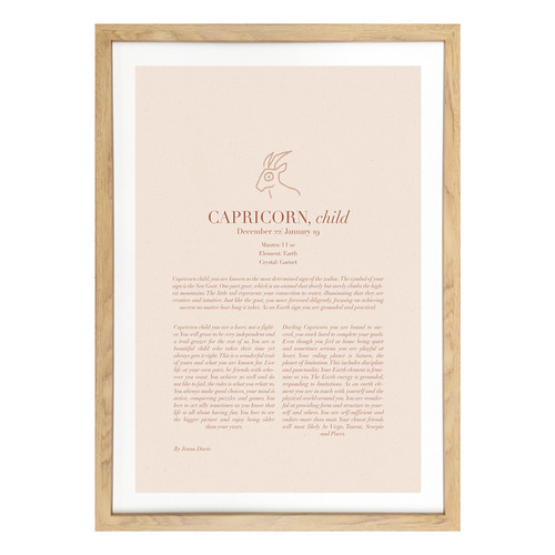 Blush Capricorn Child Framed Printed Wall Art