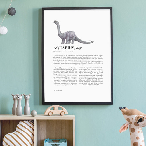 Aquarius Child Dino Brachiosaurus Framed Printed Wall Art