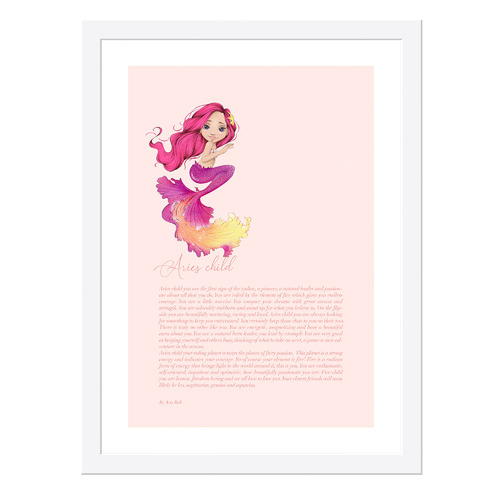 Aries Child Mermaid Framed Printed Wall Art