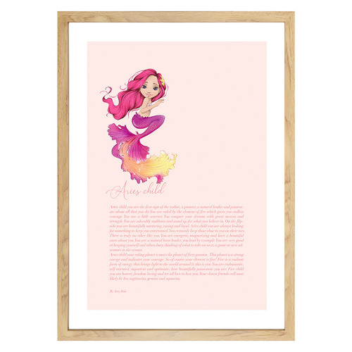 Aries Child Mermaid Framed Printed Wall Art